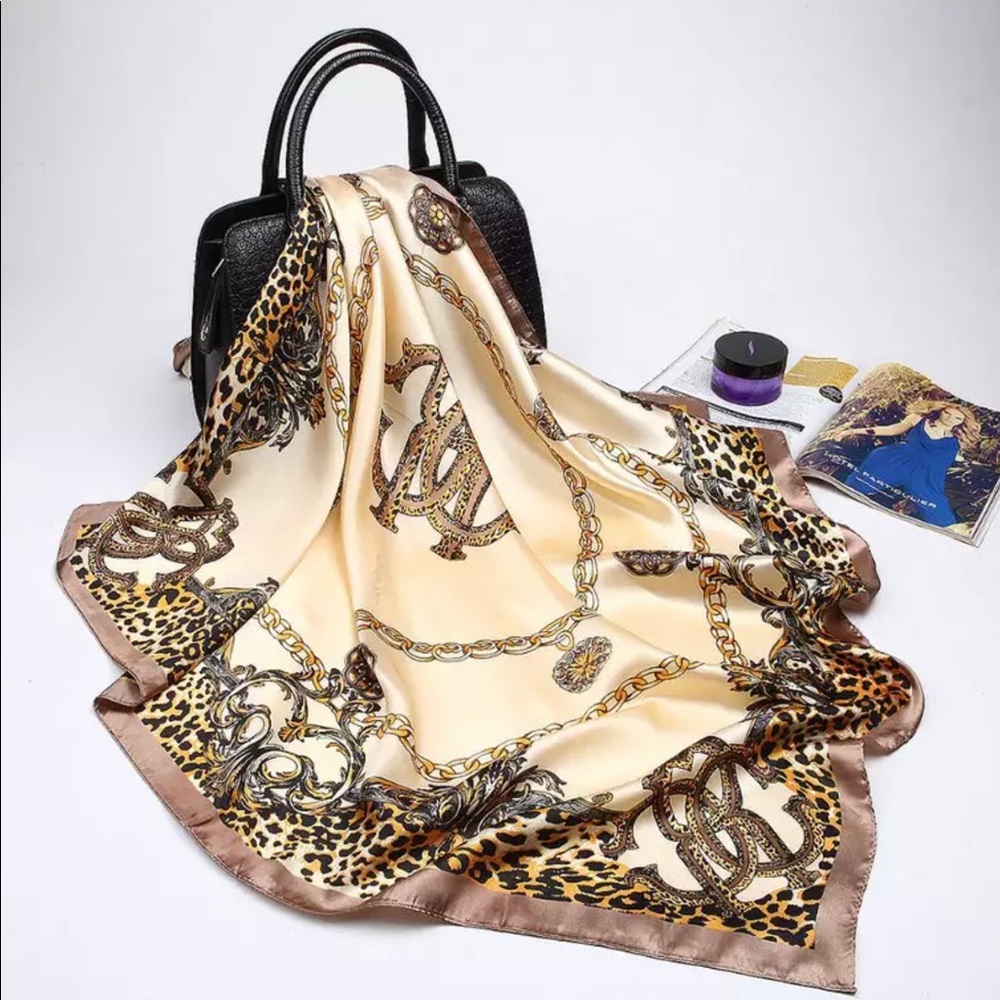 Women Shawl Print Silk Satin Hijab Scarf Female Bandana